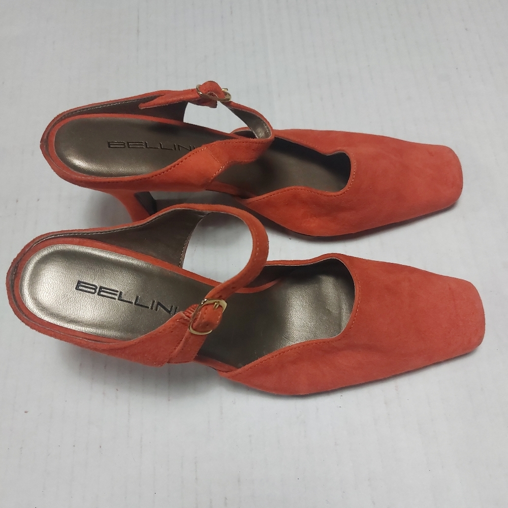 BELLINI Vintage Y2k Orange Suede Square Toe Slip-on Mule Size 8M